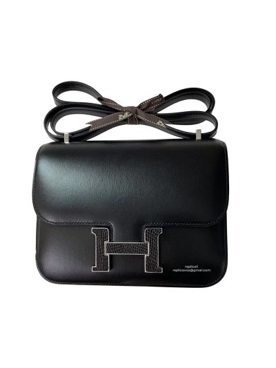 Hermes Crossbody Bag Hermes VIP Mini Constance Crossbody Bag Black Box Calfskin 19CM 525310