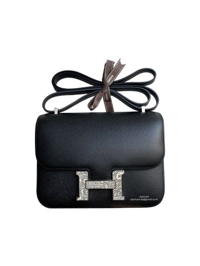 Hermes Crossbody Bag Hermes VIP Mini Constance Crossbody Bag Black Monsieur Calfskin 19CM 522872