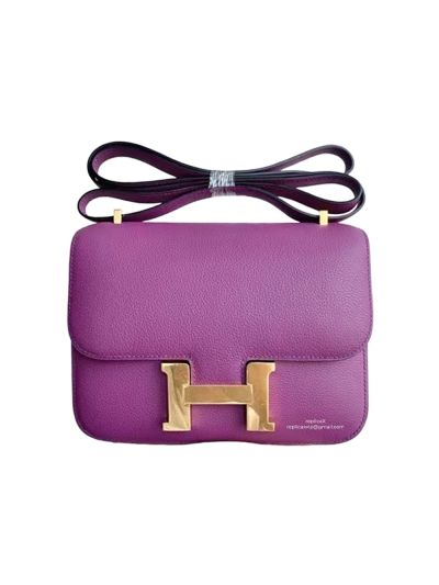Hermes Crossbody Bag Hermes VIP Mini Constance Crossbody Bag Purple Evercolor Calfskin 19CM 525306