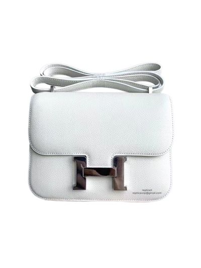 Hermes Crossbody Bag Hermes VIP Mini Constance Crossbody Bag White Evercolor Calfskin 19CM 525308