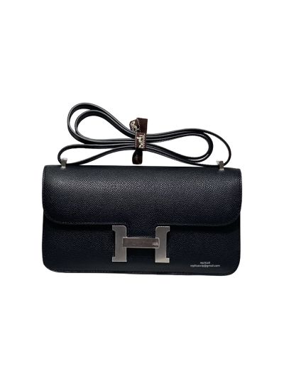 Hermes Epsom Leather Constance Elan Shoulder Crossbody Bag Black 524250