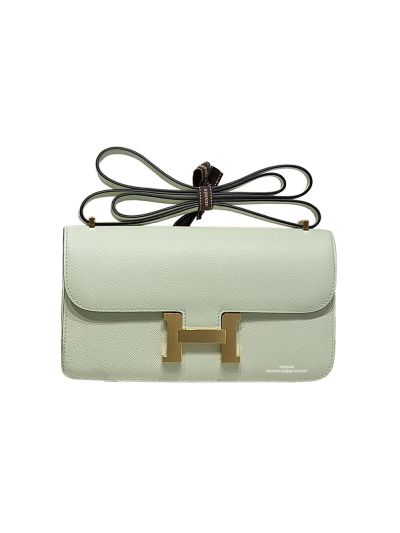 Hermes Epsom Leather Constance Elan Shoulder Crossbody Bag Light Green 524252
