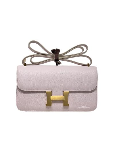 Hermes Epsom Leather Constance Elan Shoulder Crossbody Bag Light Pink 524254