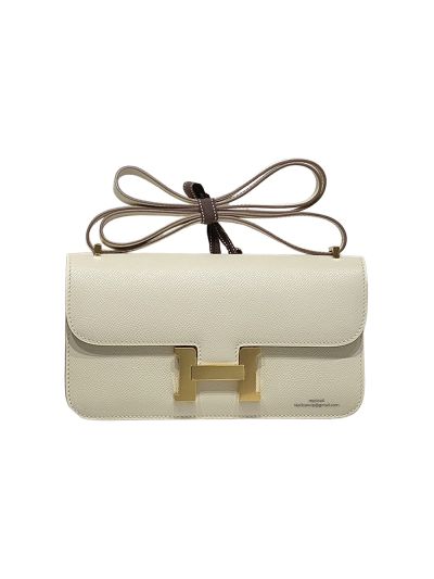 Hermes Epsom Leather Constance Elan Shoulder Crossbody Bag White 524248