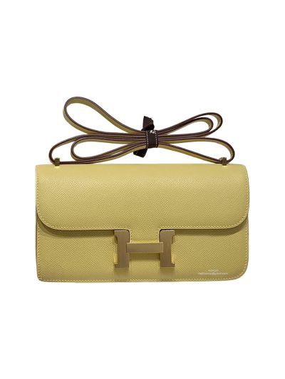 Hermes Epsom Leather Constance Elan Shoulder Crossbody Bag Yellow 524247
