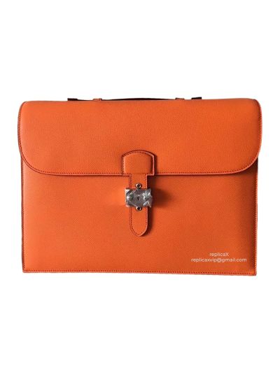 Hermes Epsom Leather Sac A Depeche 38 Briefcase Orange 38CM 522333
