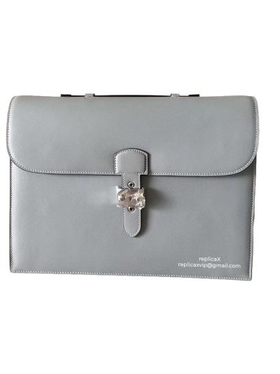 Hermes Epsom Leather Sac A Depeche 38 Briefcase Sky Blue 38CM 522334