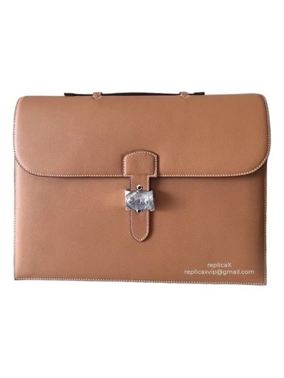 Hermes Epsom Leather Sac A Depeche 38 Briefcase Tan 38CM 522332