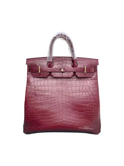 Hermes Essential Luxury Birkin 40 HAC Poussiere Porosus Crocodile Leather Travel Bag Burberry 40x39x23CM 524605