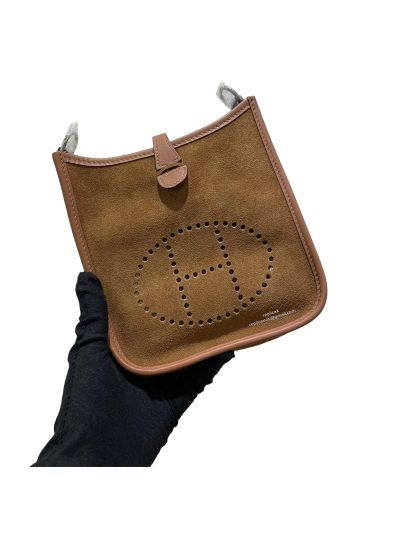 Hermes Evelyne 16 Brown Suede Leather Bag 16CM 524500