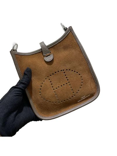 Hermes Evelyne 16 Brown Suede Leather Bag 16CM 524501