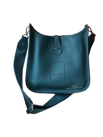 Hermes Evelyne 29 Crossbody Bag Blue Clemence Calf Leather 522481