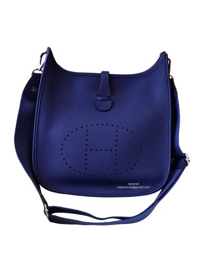 Hermes Evelyne 29 Crossbody Bag Blue Clemence Calf Leather 522482