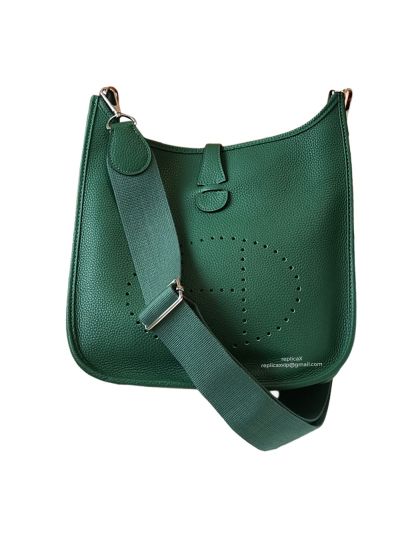 Hermes Evelyne 29 Crossbody Bag Green Clemence Calf Leather 522477