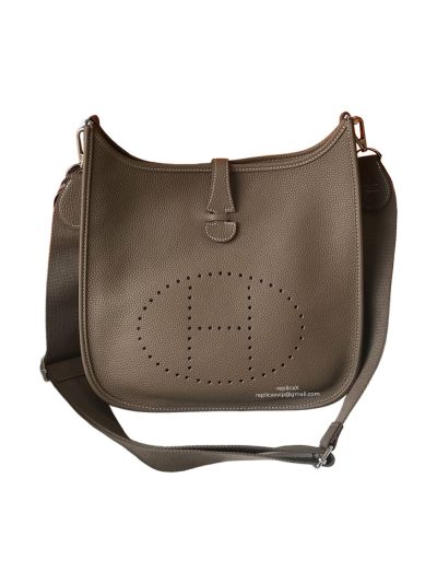 Hermes Evelyne 29 Crossbody Bag Grey Clemence Calf Leather 522478