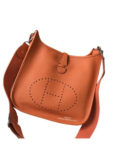 Hermes Evelyne 29 Crossbody Bag Orange Clemence Calf Leather 522480
