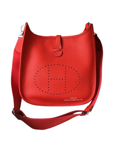 Hermes Evelyne 29 Crossbody Bag Red Clemence Calf Leather 522476