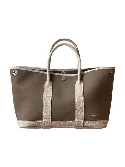 Hermes Garden Party 30 Canvas and Leather Shopping Tote Bag Gray 30CM 525291