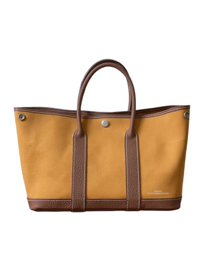 Hermes Garden Party 30 Canvas and Leather Shopping Tote Bag Yellow 30CM 525293