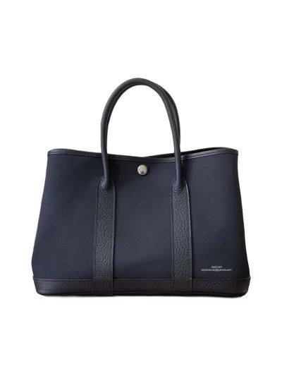 Hermes Garden Party 30CM Cloth Tote Bag Black Leather and Canvas 525289