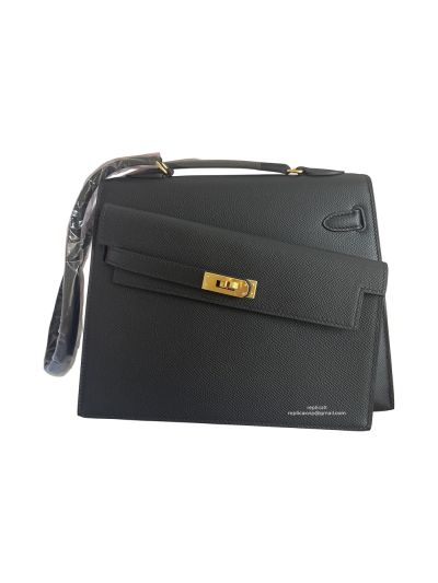 Hermes Hand Stitched Autumn Winter 2022 New Kelly Shoulder Bag Black 523973