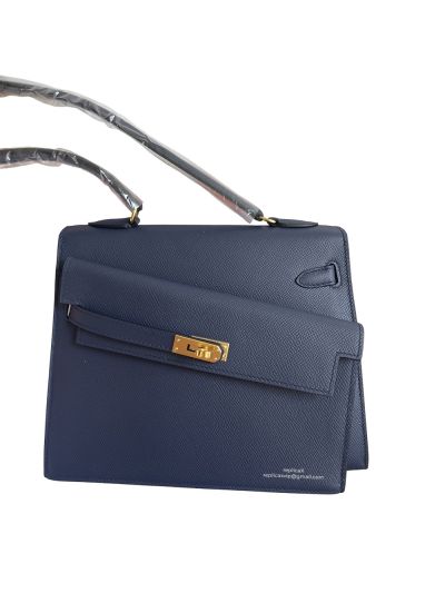 Hermes Hand Stitched Autumn Winter 2022 New Kelly Shoulder Bag Blue 523972