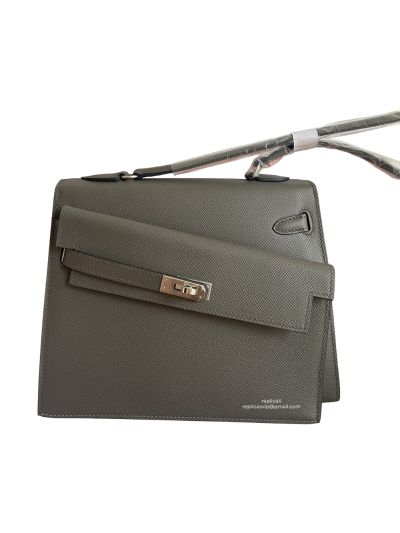 Hermes Hand Stitched Autumn Winter 2022 New Kelly Shoulder Bag Gray 523975
