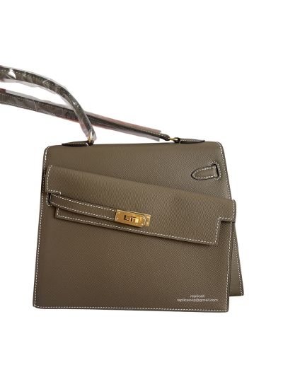 Hermes Hand Stitched Autumn Winter 2022 New Kelly Shoulder Bag Gray 523976