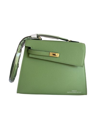Hermes Hand Stitched Autumn Winter 2022 New Kelly Shoulder Bag Light Green 523979