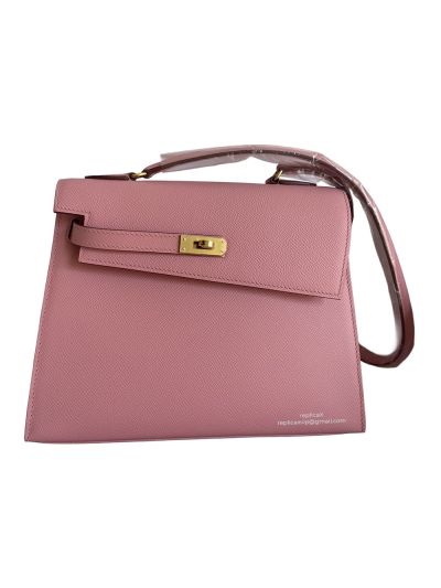 Hermes Hand Stitched Autumn Winter 2022 New Kelly Shoulder Bag Pink 523977
