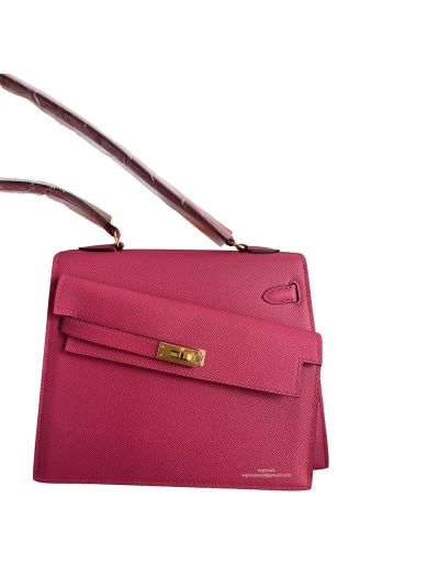 Hermes Hand Stitched Autumn Winter 2022 New Kelly Shoulder Bag Rose Red 523980
