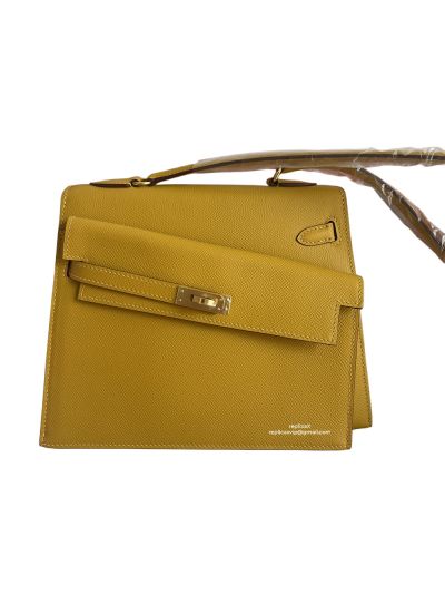 Hermes Hand Stitched Autumn Winter 2022 New Kelly Shoulder Bag Yellow 523983