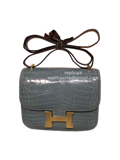  Hermes Hand Stitched Constance Crocodile Leather Bag 18CM 521793