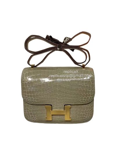 Hermes Hand Stitched Constance Crocodile Leather Bag 18CM 521794