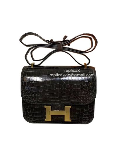 Hermes Hand Stitched Constance Crocodile Leather Bag 18CM 521796