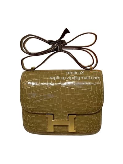Hermes Hand Stitched Constance Crocodile Leather Bag 18CM 521797