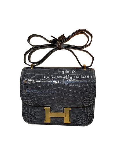Hermes Hand Stitched Constance Crocodile Leather Bag 18CM 521798