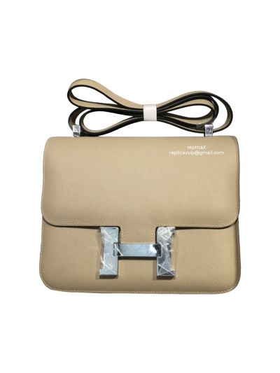 Hermes Hand Stitched Epsom Constance 24 Crossbody Bag Apricot 24CM 522361