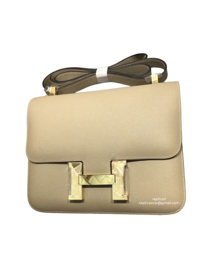 Hermes Hand Stitched Epsom Constance 24 Crossbody Bag Apricot 24CM 522362