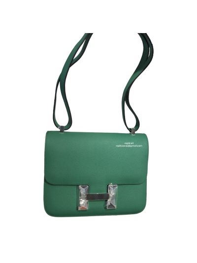 Hermes Hand Stitched Epsom Constance 24 Crossbody Bag Green 24CM 522370