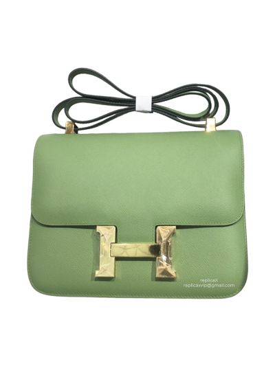 Hermes Hand Stitched Epsom Constance 24 Crossbody Bag Green 24CM 522382