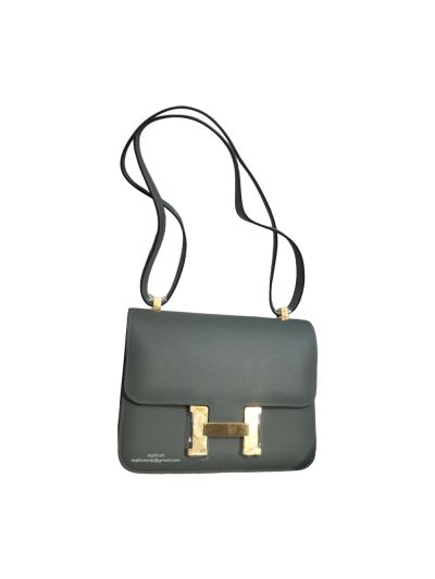 Hermes Hand Stitched Epsom Constance 24 Crossbody Bag Grey 24CM 522372