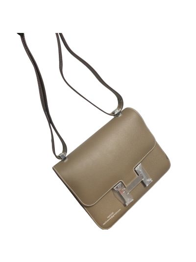 Hermes Hand Stitched Epsom Constance 24 Crossbody Bag Grey 24CM 522377