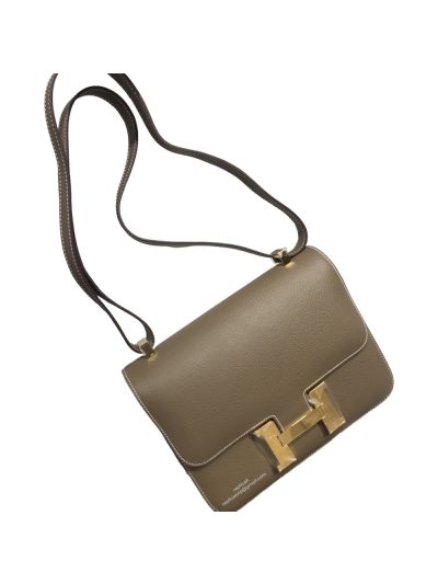 Hermes Hand Stitched Epsom Constance 24 Crossbody Bag Grey 24CM 522378