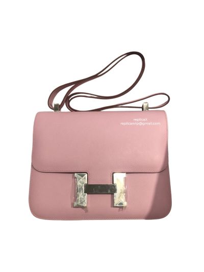 Hermes Hand Stitched Epsom Constance 24 Crossbody Bag Pink 24CM 522365