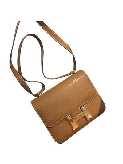 Hermes Hand Stitched Epsom Constance 24 Crossbody Bag Tan 24CM 522375