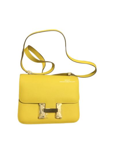 Hermes Hand Stitched Epsom Constance 24 Crossbody Bag Yellow 24CM 522368