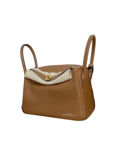 Hermes Hand Stitched Lindy 26 Shoulder Bag Brown Togo Leather 524608
