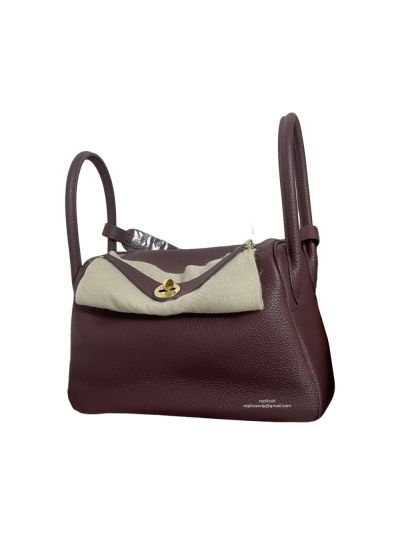 Hermes Hand Stitched Lindy 26 Shoulder Bag Burgundy Togo Leather 524607