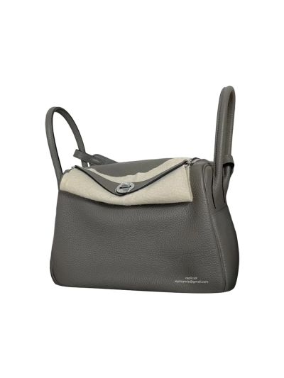Hermes Hand Stitched Lindy 26 Shoulder Bag Gray Togo Leather 524610